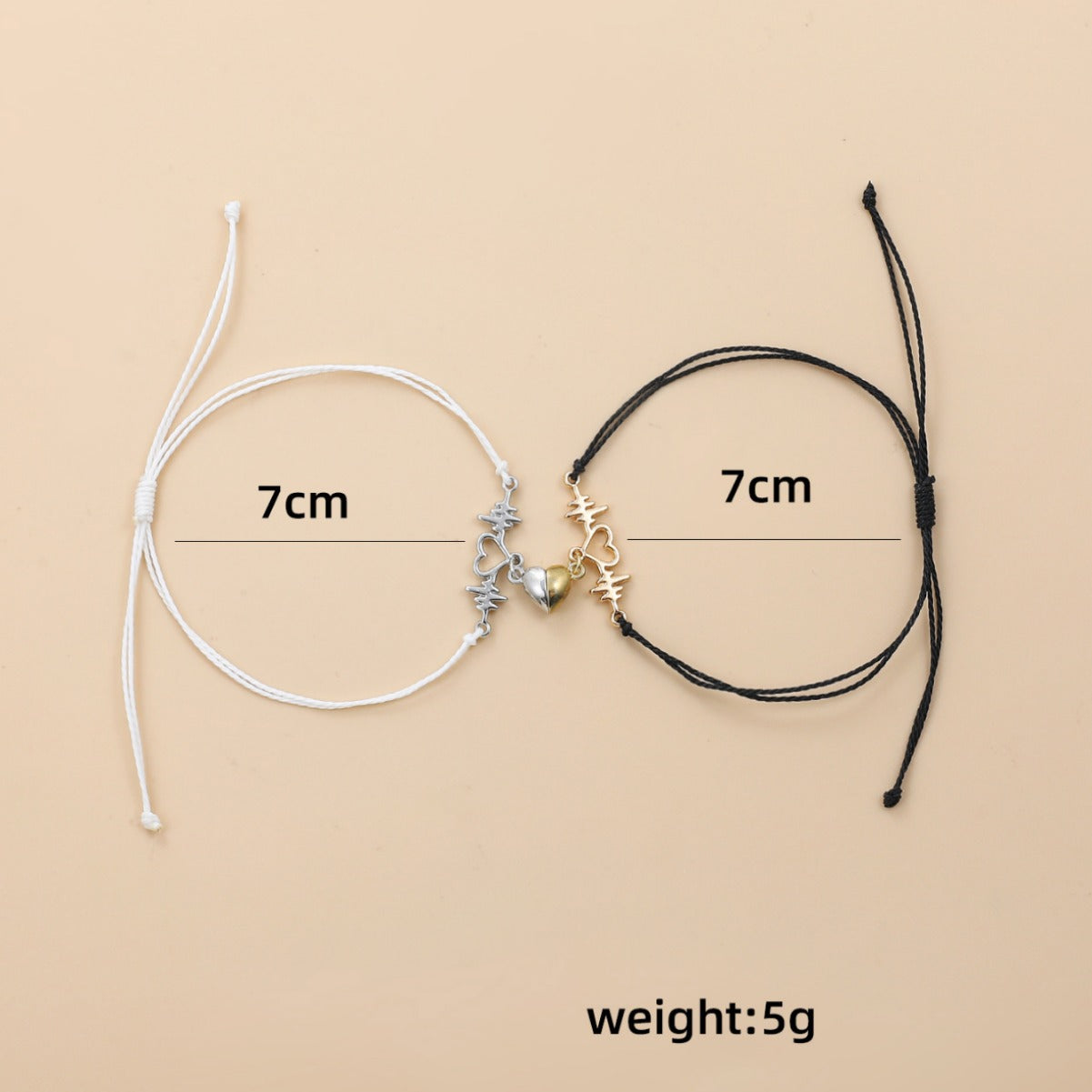 Wholesale  Magnet Electrocardiogram  Black and White Braided Love Magnet Bracelet suit