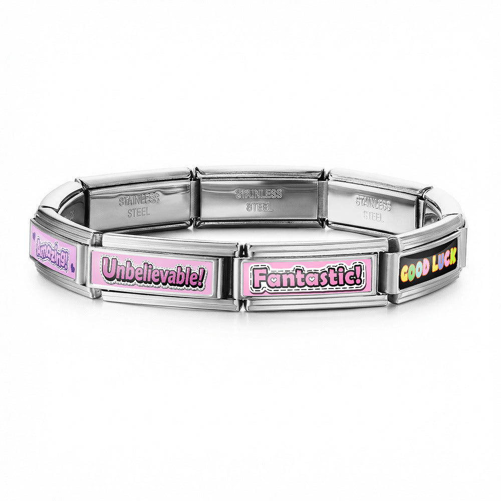 Wholesale Stainless Steel Dopamine Word Module Bracelet Hand Assembled Everyday Fashion Accessory