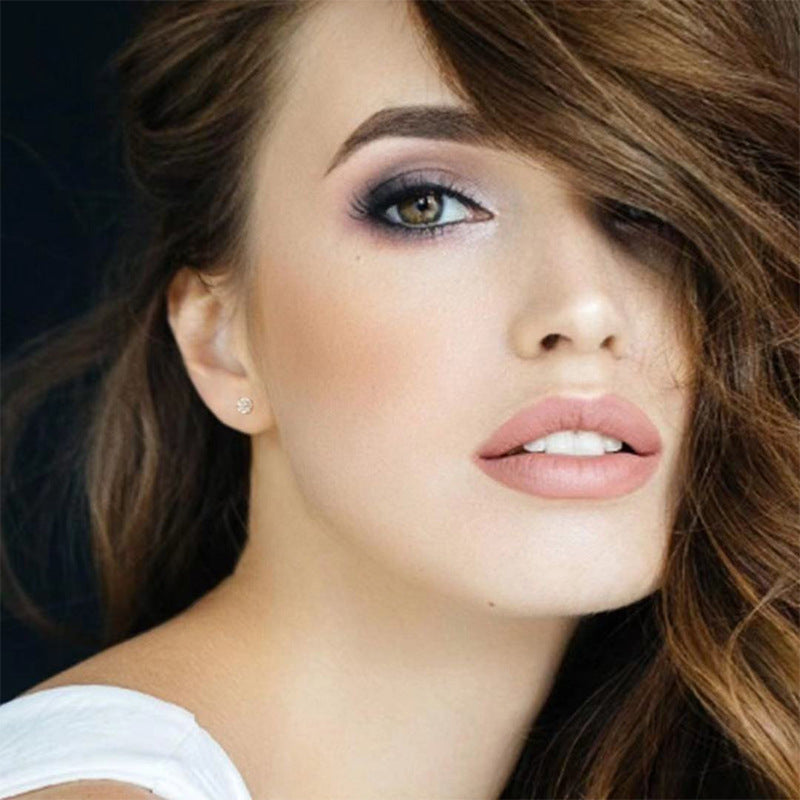 Wholesale round claw zircon vacuum plating fine needle integrated earrings