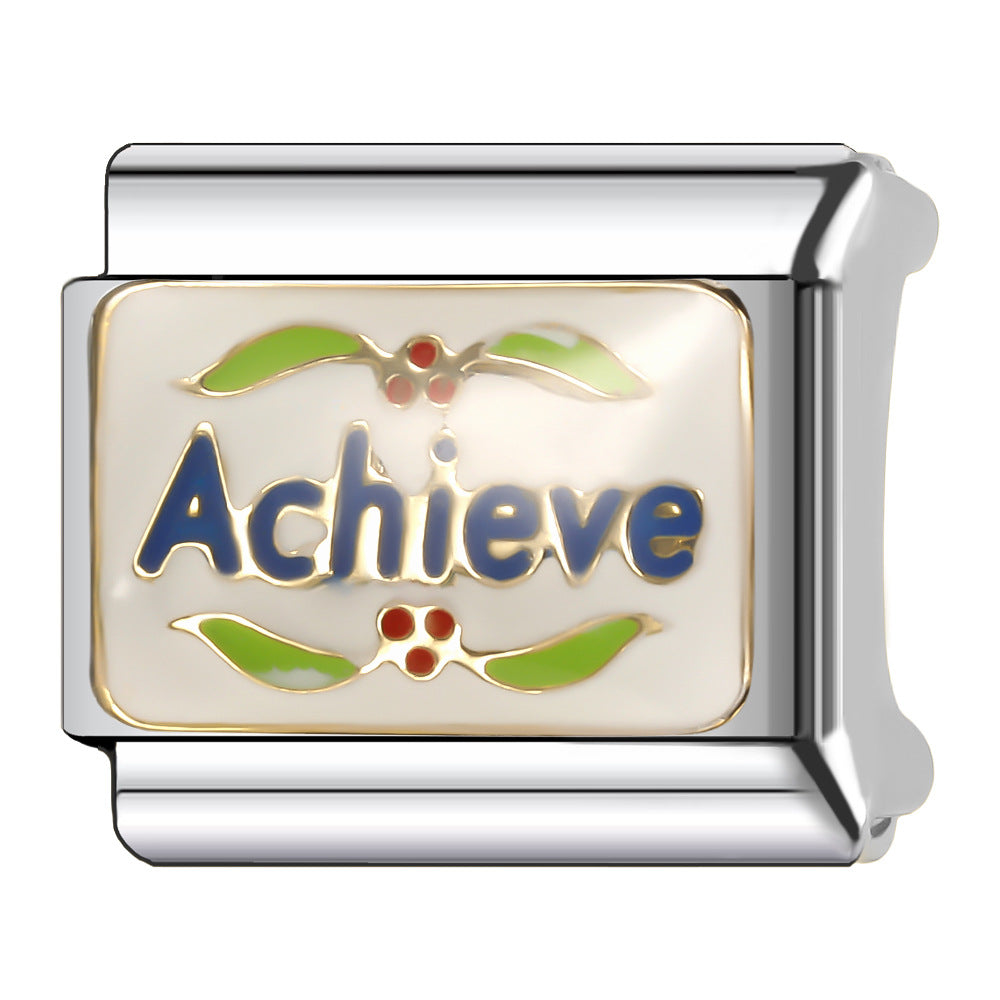 Wholesale Italian Charm Bracelet 9mm DIY English Series Creative Stainless Steel Composable Bracelet