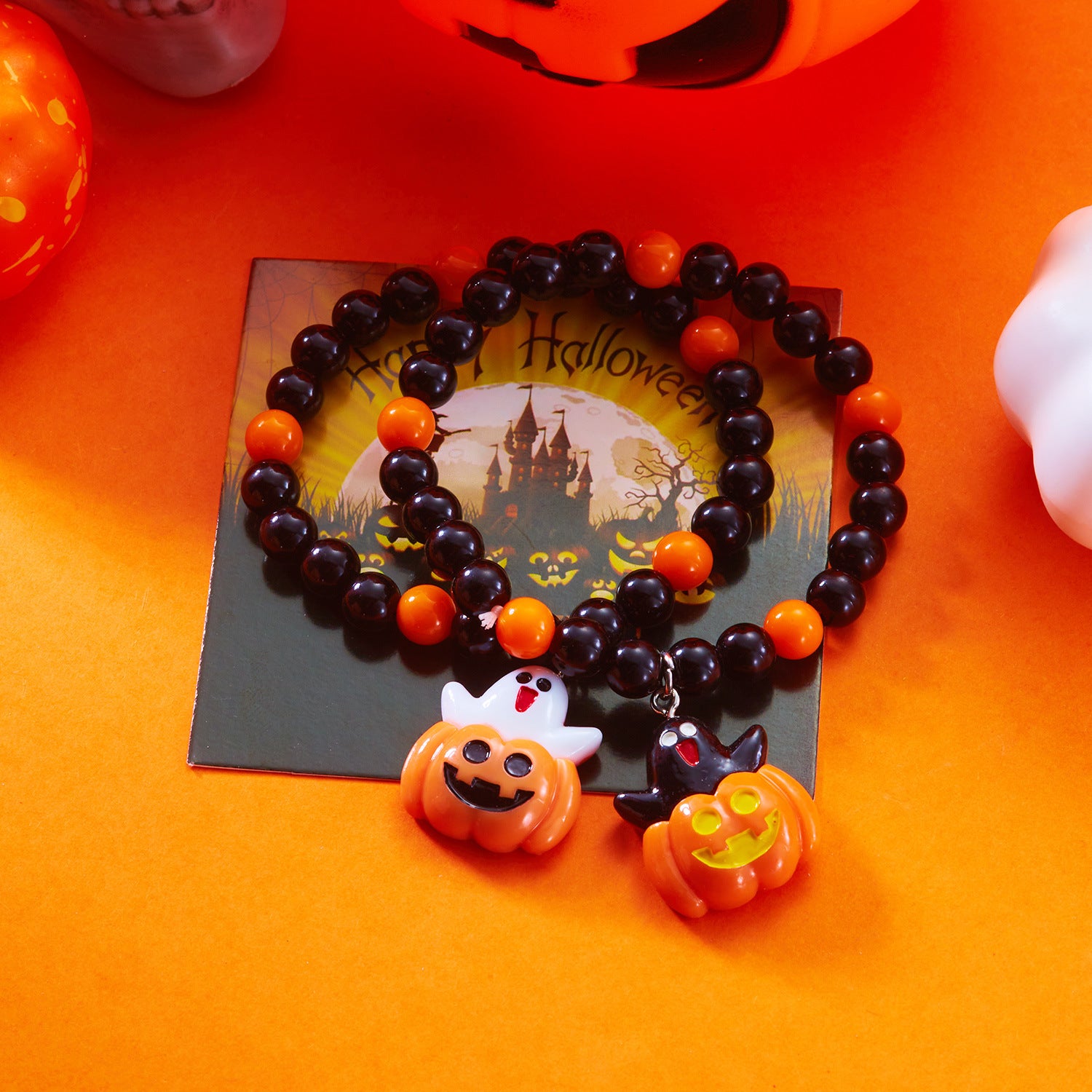 Wholesale  Halloween Pumpkin Cat Couple Bracelet