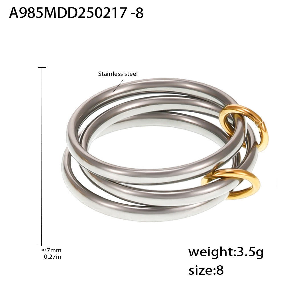 Wholesale  Titanium Steel  gold-plated multi-layer middle with diamond ring