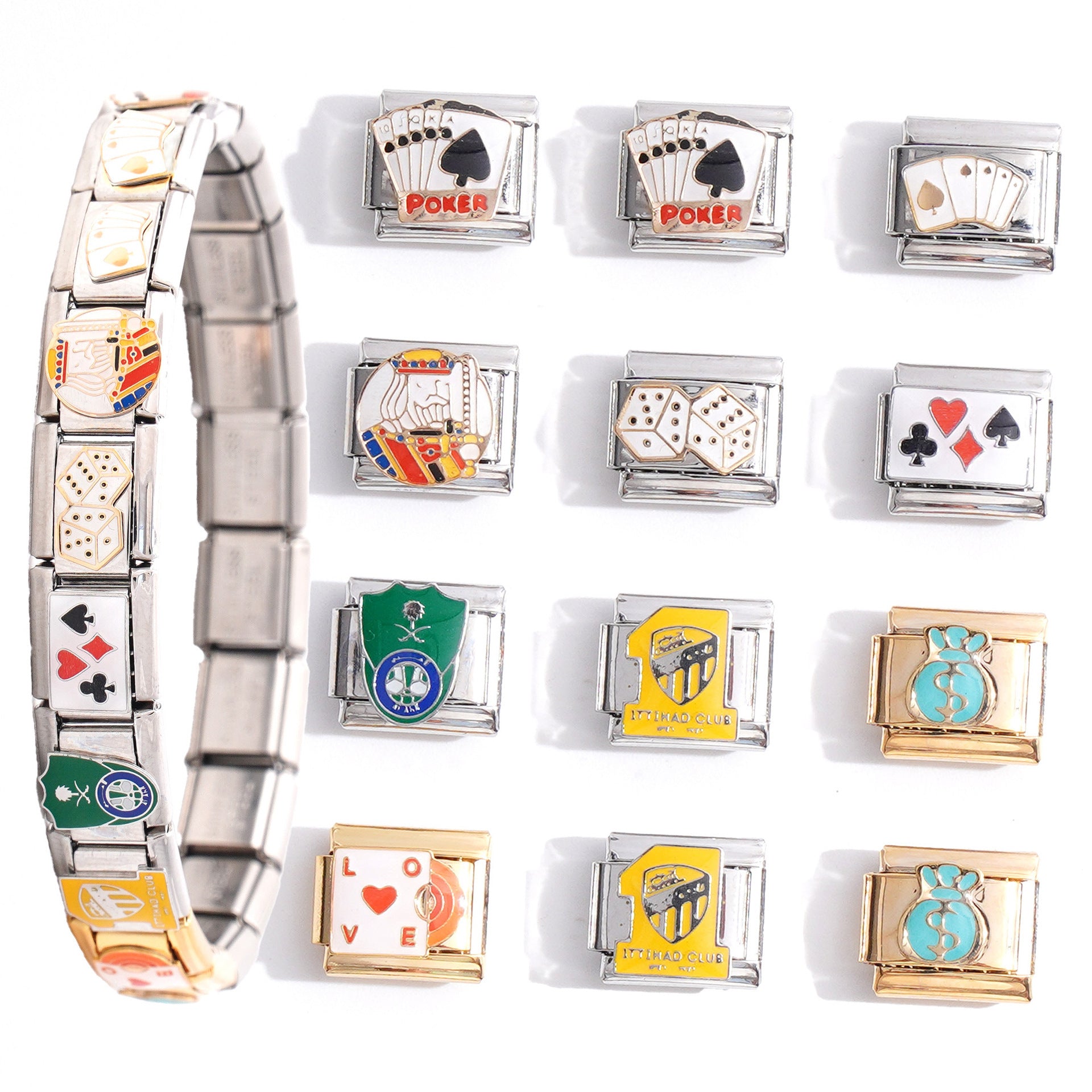 Wholesale  9mm Italian Charm Starter Bracelets DIY square Single Section Creative Stainless Steel Composable Bracelet