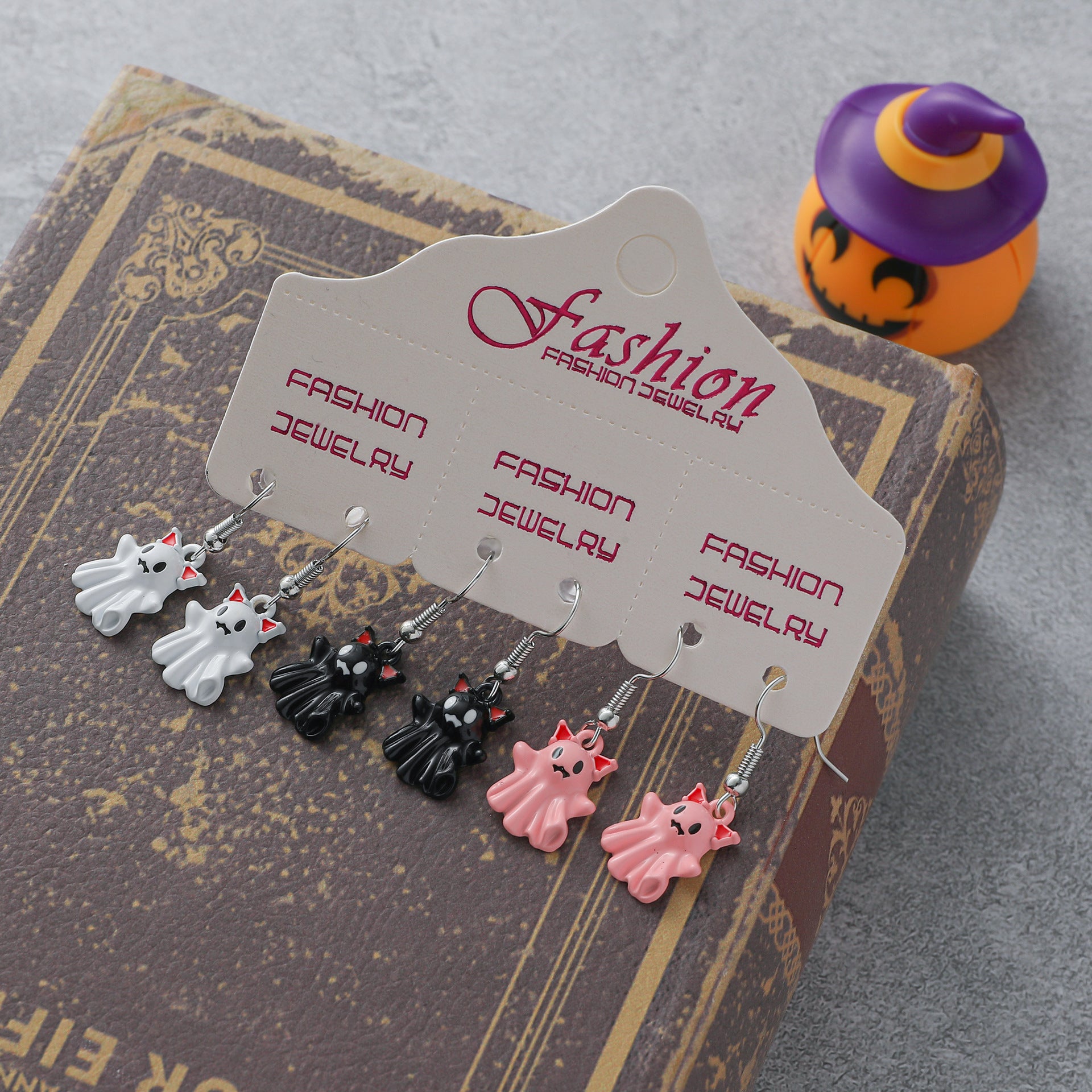 Wholesale  cartoon ghost spray paint alloy earrings