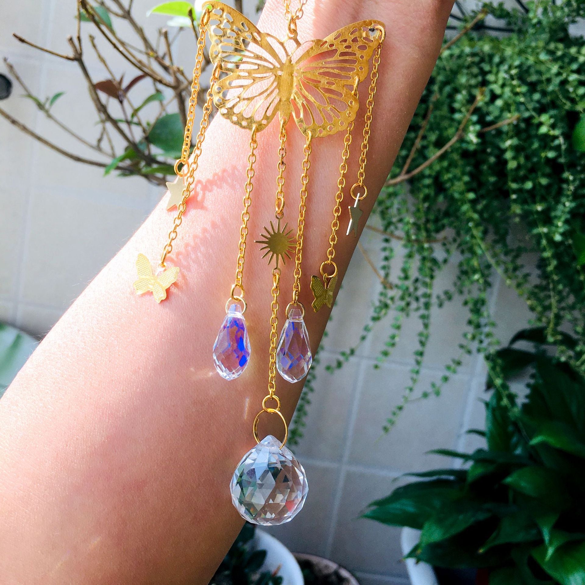 Wholesale Butterfly Crystal Prism Ball Sun Catcher Wind Chime ACC-WS-RongGuan004