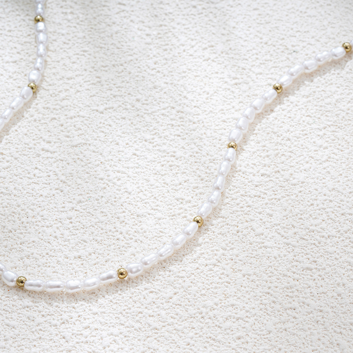 Wholesale  Baroque Pearl Necklace Stacked Spacer Gold Beads Light Luxury Small Rice Beads Clavicle Chain Necklace