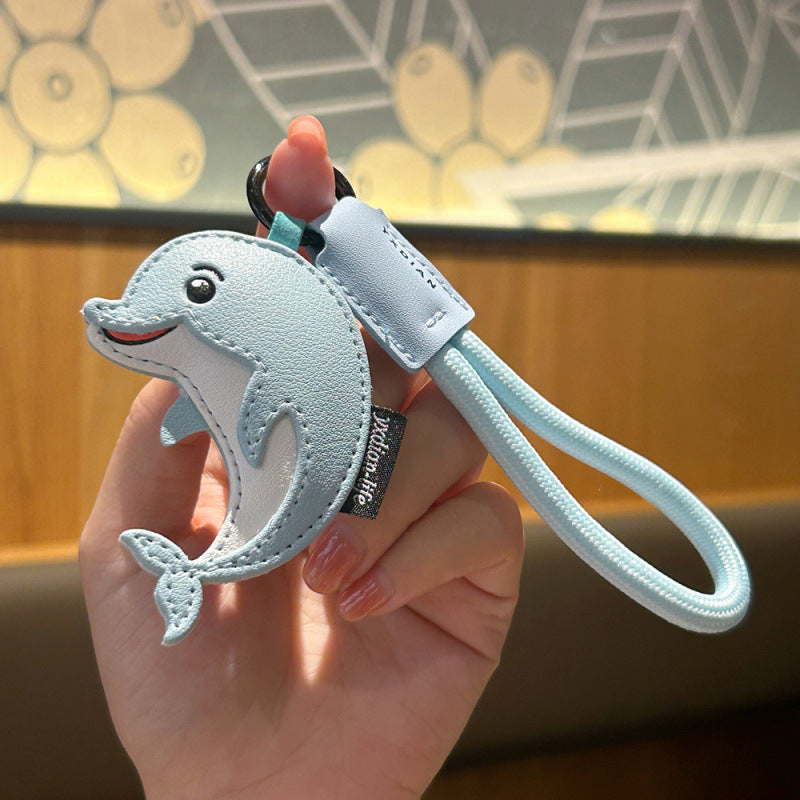 Wholesale Leather Ocean Whale Keychain Dolphin Bag Charm Decorative Accessory For Backpack Purse