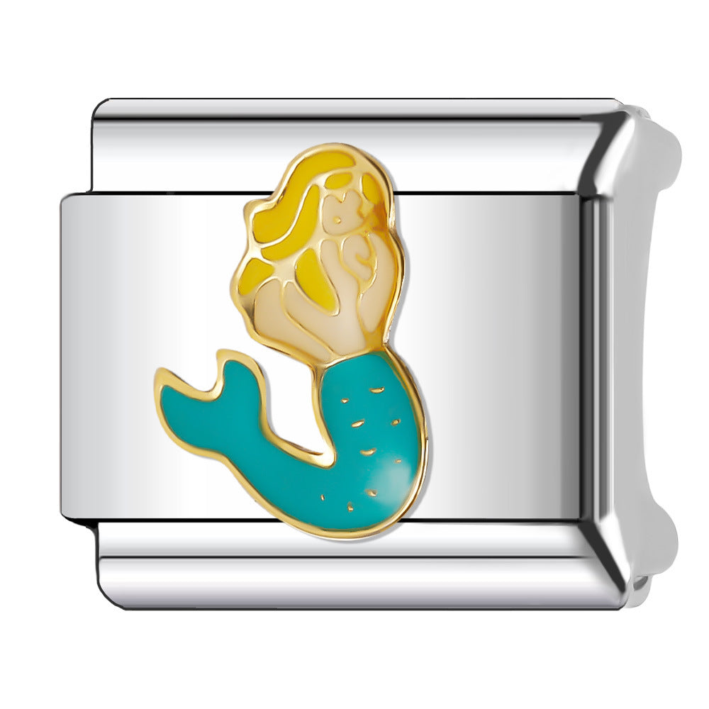 Wholesale Italian Charm Bracelet 9mm DIY Splicing Creative Pattern Stainless Steel Composable Bracelet