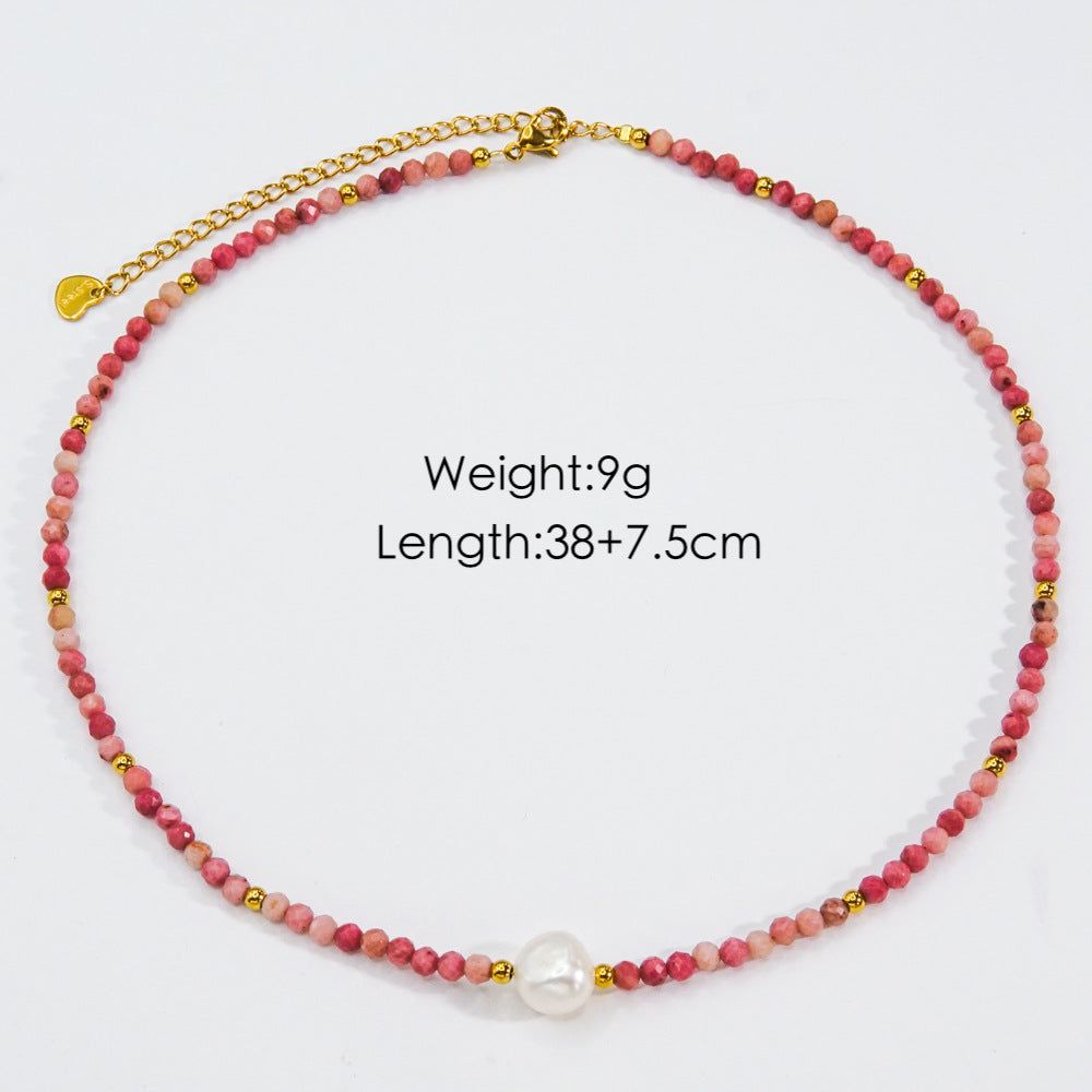 Wholesale red stone natural pearl necklace