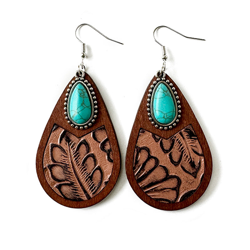Wholesale Western genuine leather earrings