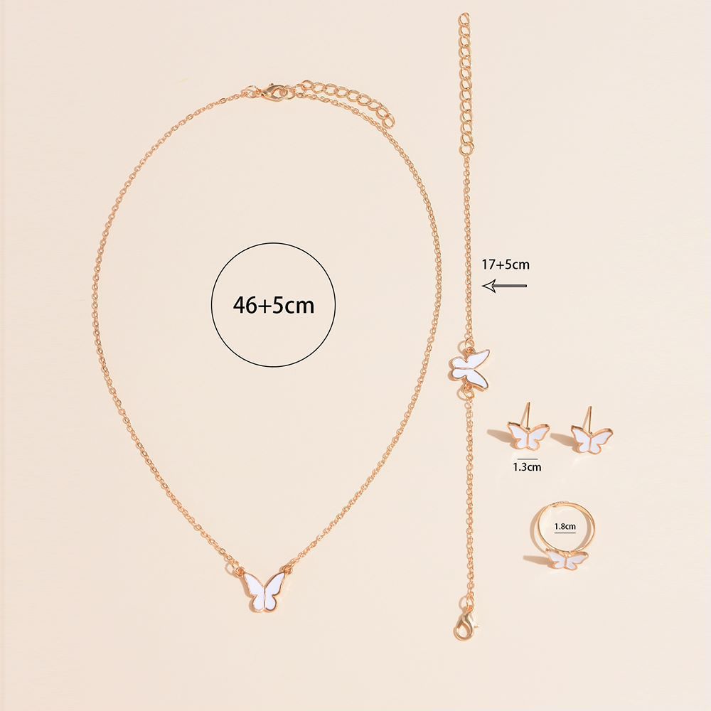 Wholesale Alloy Butterfly Necklaces Bracelet Four-piece Set ACC-NE-ShiLing001