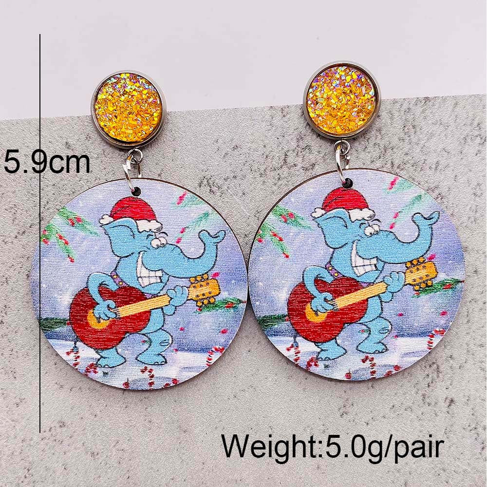 Wholesale  Christmas Earrings Baseball Wooden Earrings
