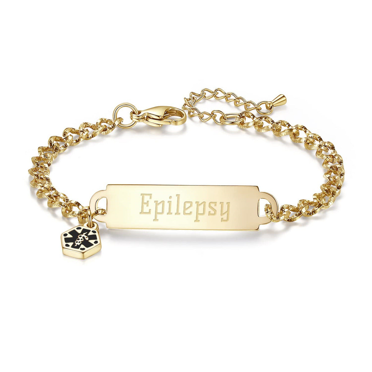 Wholesale stainless steel bends medical logo ID DIY bracelet