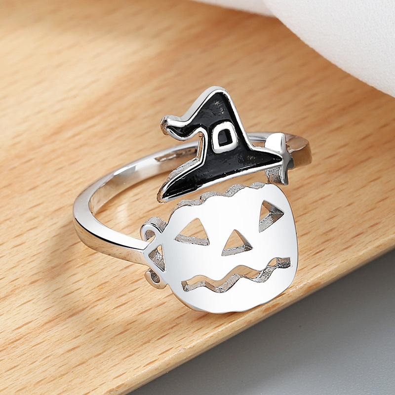 Wholesale Copper  Witch Broom Pumpkin Adjustable Ring Unisex Fashion Gift