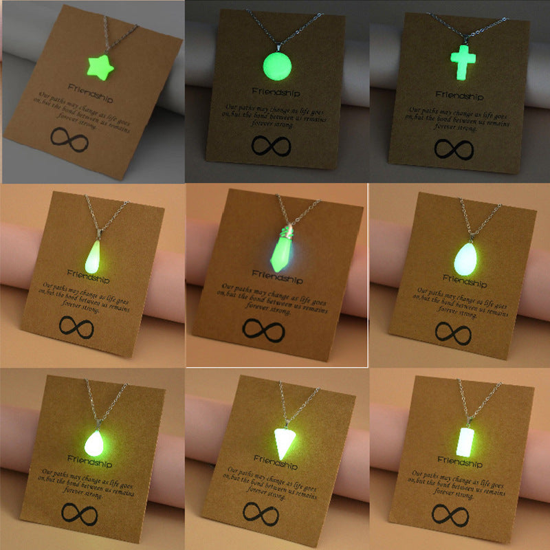 Wholesale Arrow Water Drop Love Cross Hollow Luminous Necklace