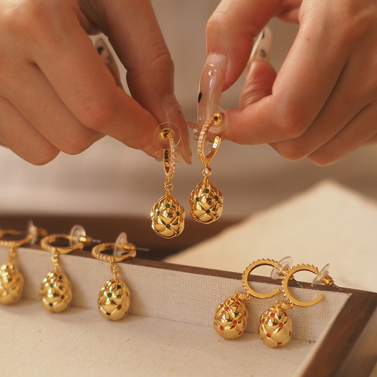 Wholesale Easter Egg Diamond Dangle Earrings