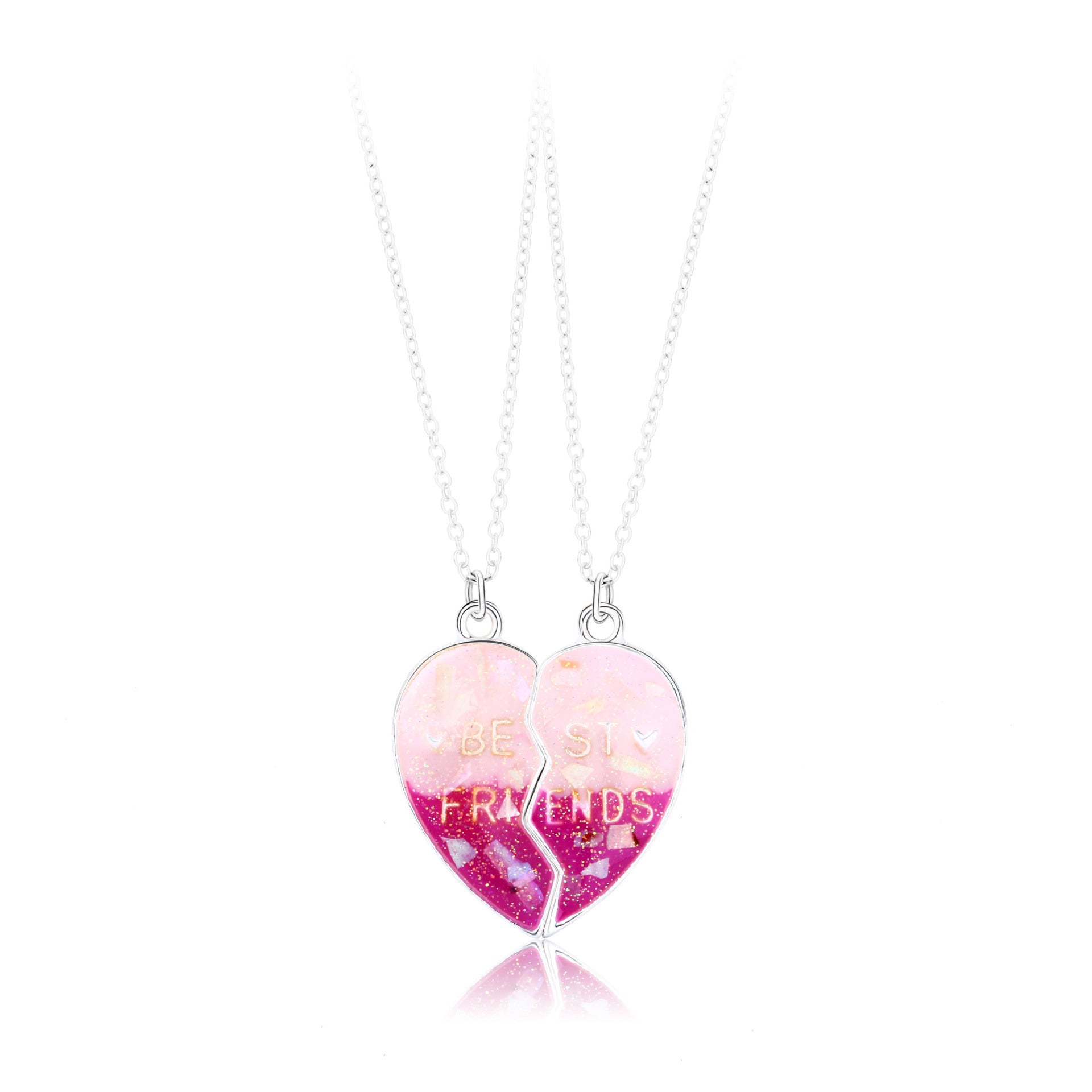 Wholesale Magnetic Cute Sequin Heart Pendant Necklaces Necklace Set ACC-NE-Tiangao007