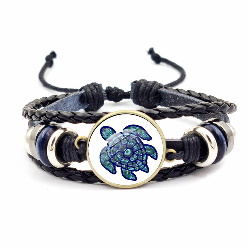 Wholesale Rendering Color Turtle Bracelet Retro Woven Leather Bracelet ACC-BT-JiaYun002