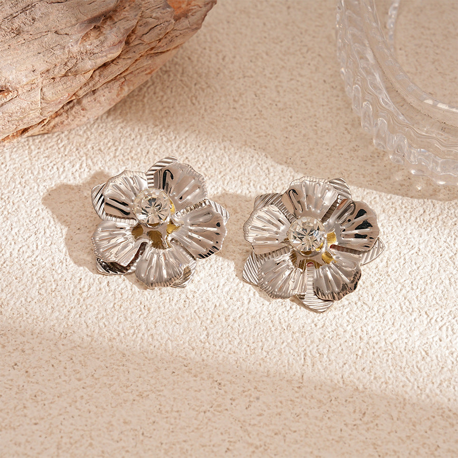 Wholesale Metallic wrinkled flower starfish geometric irregular leaf earrings