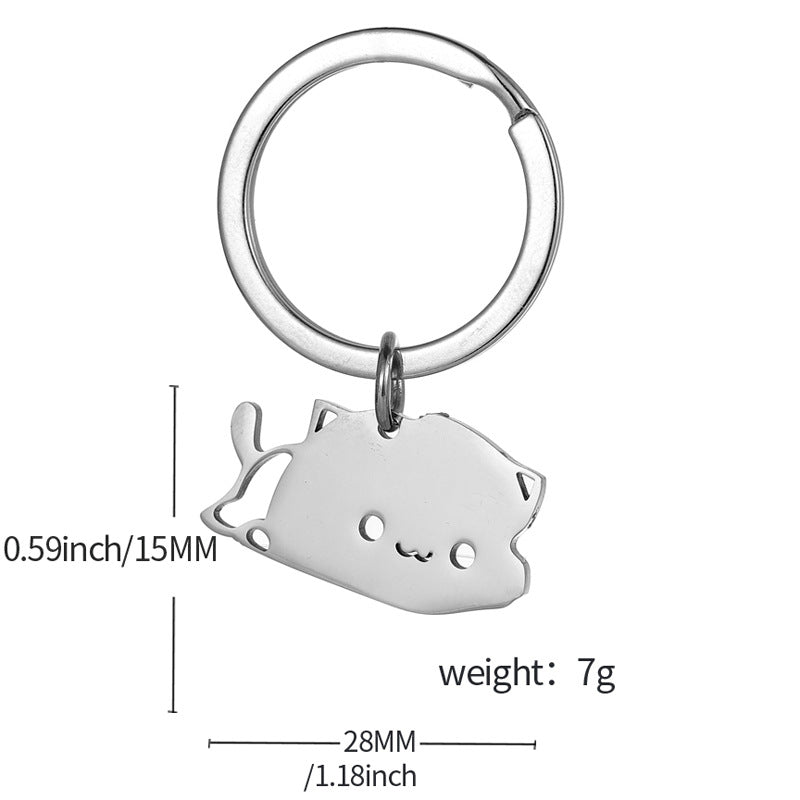 Wholesale Titanium Steel Keychain Cartoon Splicing Cat Keychains ACC-KC-Chuno004