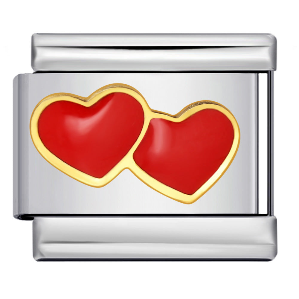 Wholesale 5pcs Italian Charm Bracelet 9mm DIY Splicing Heart English Series Stainless Steel Composable Bracelet