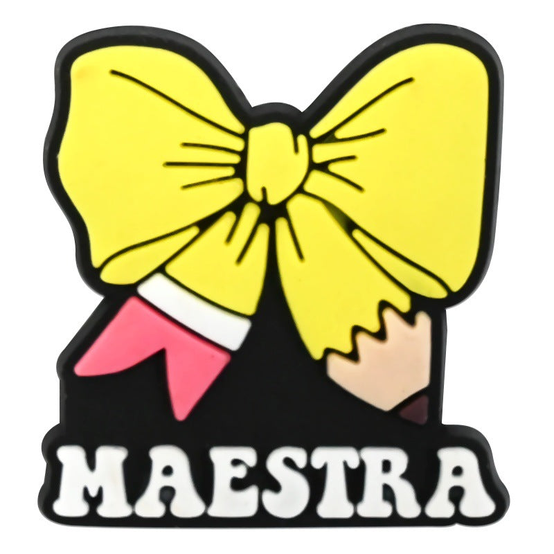 Wholesale  Random 100pcs e-commerce Spanish teacher series  PVC Soft Rubber Shoe Buckle Decoration