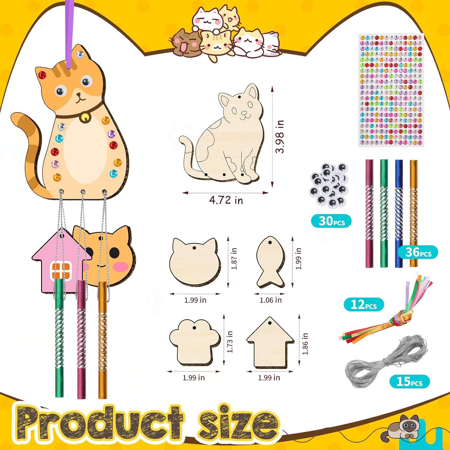 Wholesale rhandmade cat wind chime suit children material bag