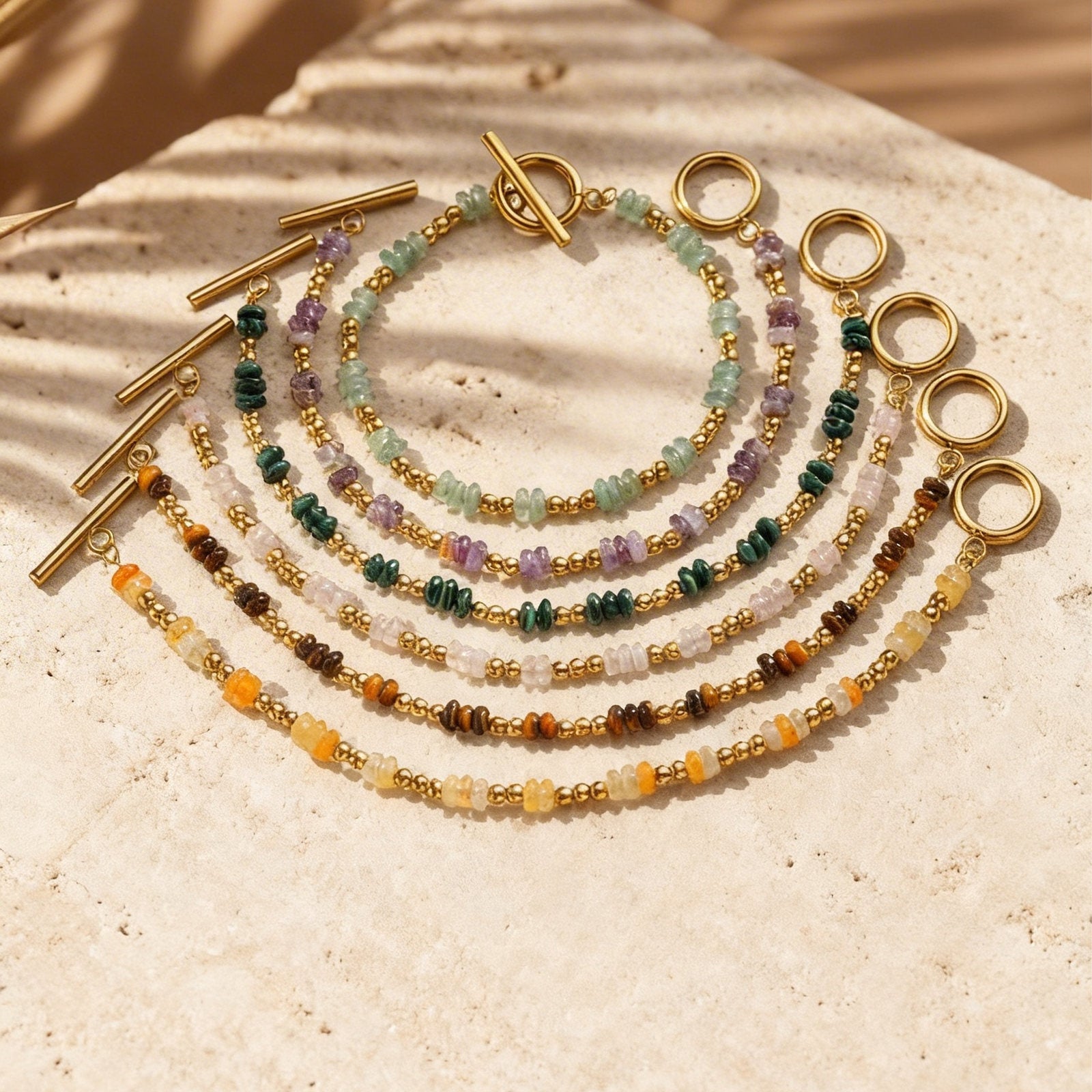 Wholesale Stainless Steel Colorful Natural Stone Beaded Bracelet Women S Fashion Jewelry Accessory