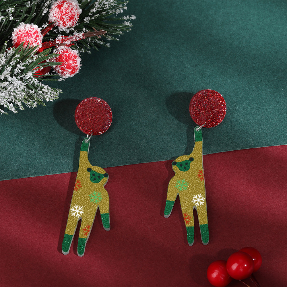 Wholesale Acrylic Christmas Tree Seahorse Crocodile Giraffe Earrings