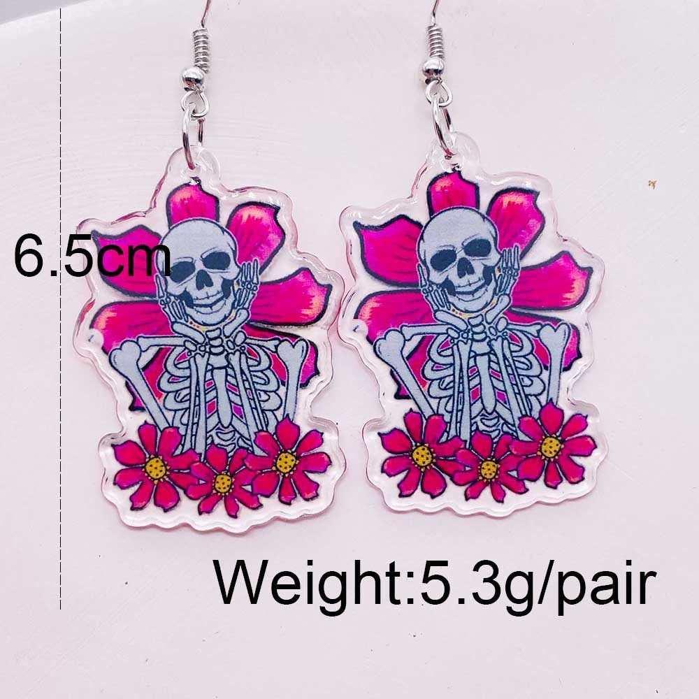 Wholesale Halloween  Acrylic Ear Skull  Earrings