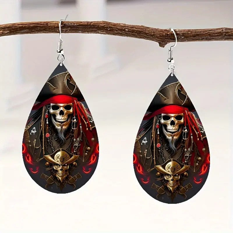 Wholesale Halloween Party Water Drop Series Skull Acrylic Flat Earrings