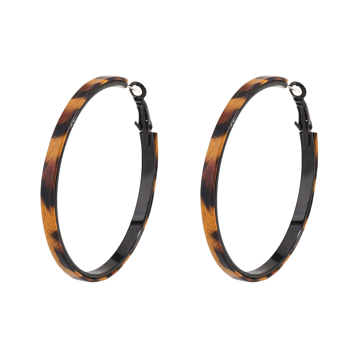 Wholesale exaggerated design leopard print hoop earrings unique trend earrings