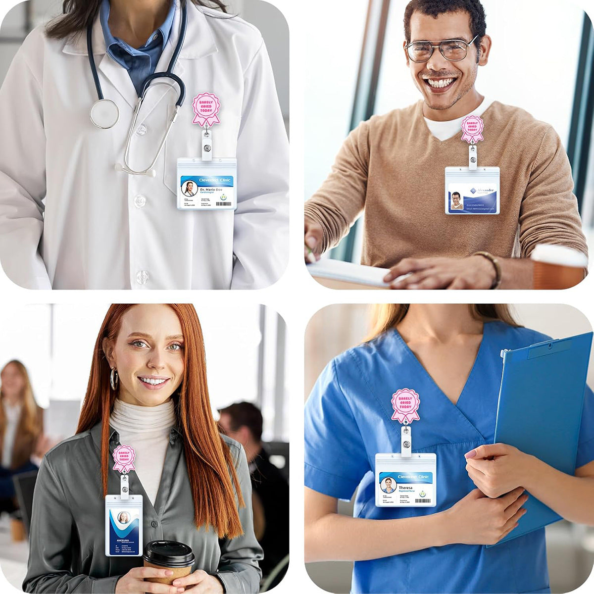 Wholesale  retractable acrylic pink medical   Badge Reels