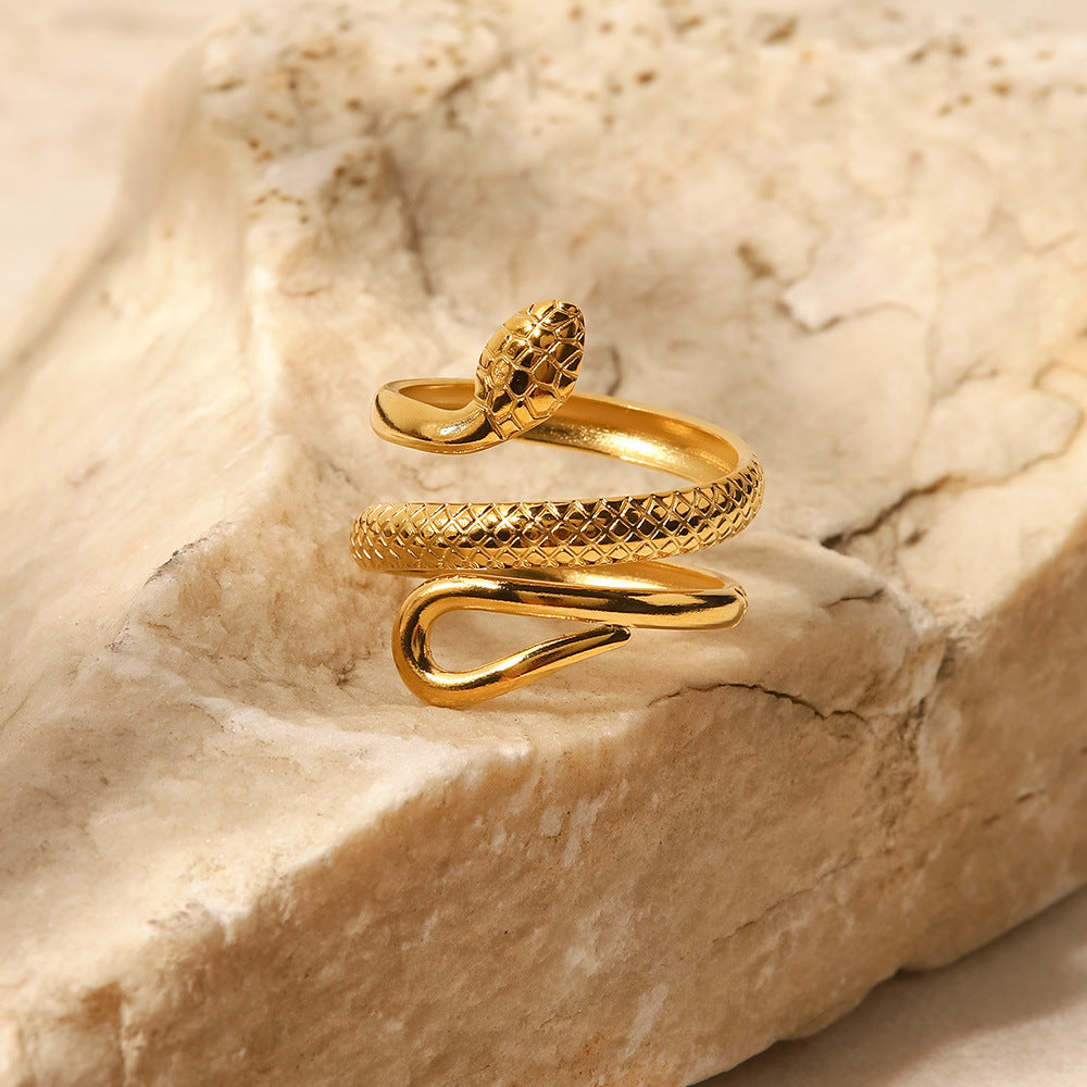 Wholesale Vintage 18K Gold Plated Stainless Steel Snake Rings ACC-RS-WanX007