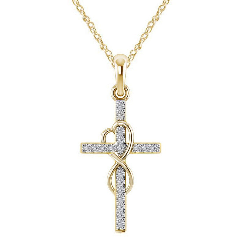Wholesale 8-Shaped Cross with Diamond-Studded Collarbone Necklace