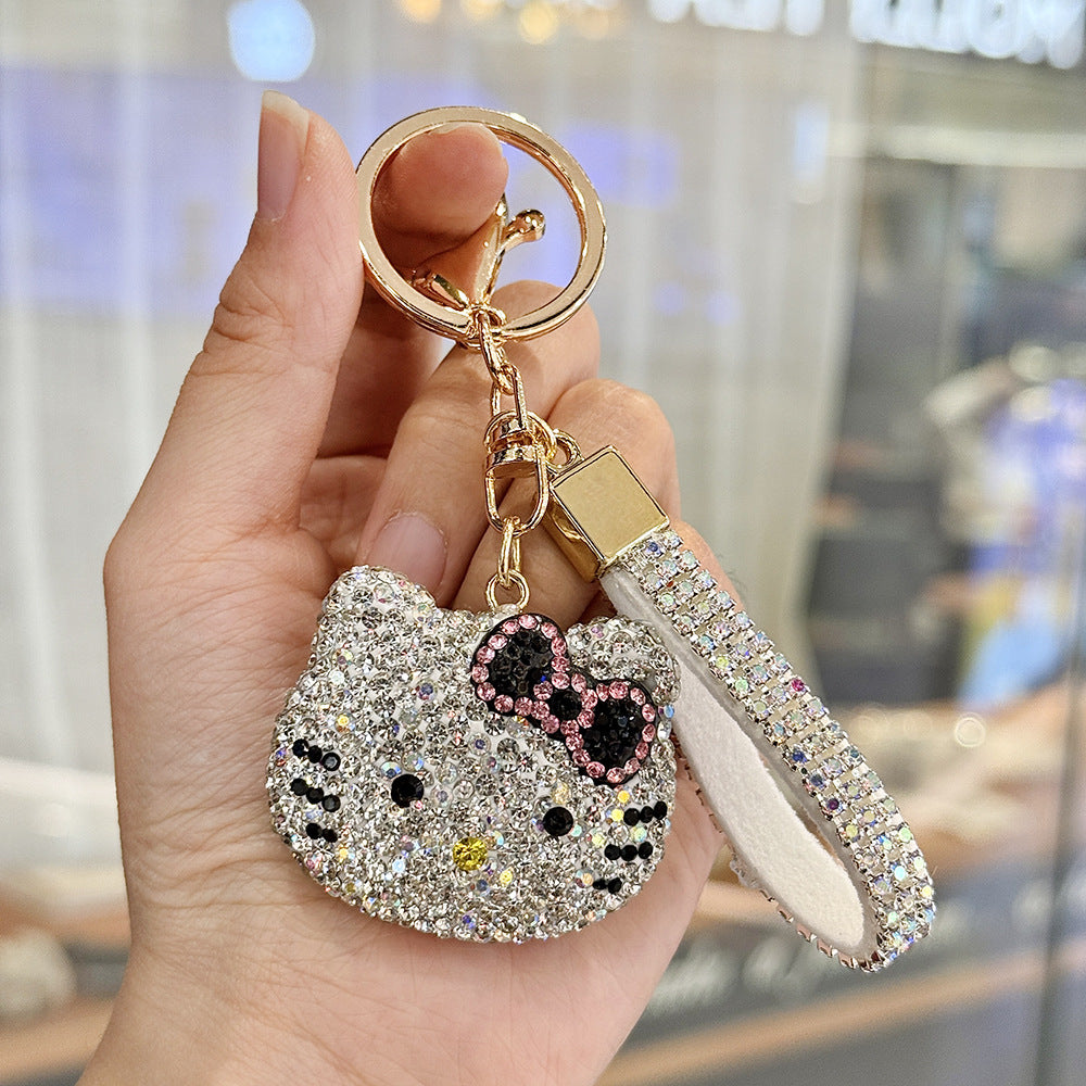 Wholesale Rhinestone Cat Keychain Cute Car Key Accessory Bag Charm For Couples And Lovers