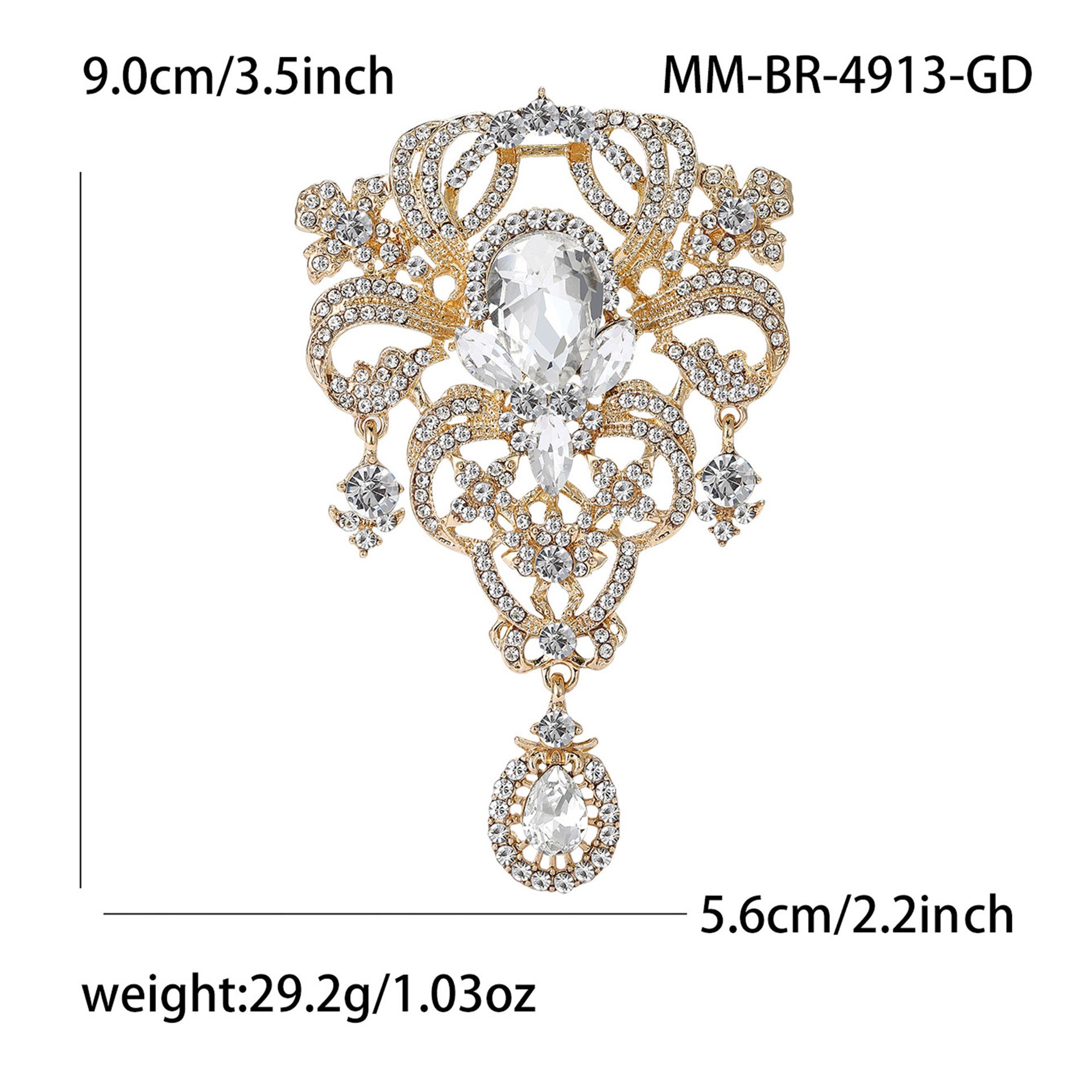 Wholesale Royal Palace Gold Alloy Brooch Pin With Glass Women S Fashion Jewelry Accessory Resale