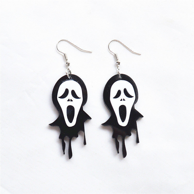 Wholesale Halloween Acrylic Cartoon Skull Ghost Earrings ACC-ES-XN032