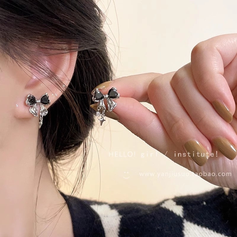 Wholesale 2026 Collection: Women' s Micro-Pavé Zircon Bowknot Earrings — S925 Silver Posts,  Niche-Style High-End Pearl Studs