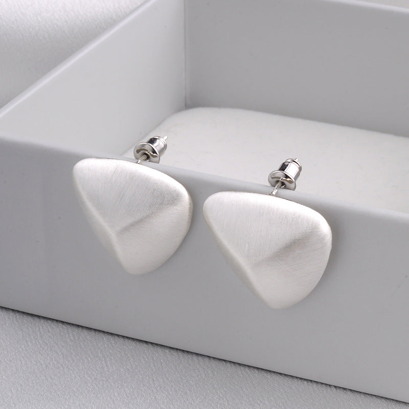 Wholesale  brushed frosted ball triangle earrings