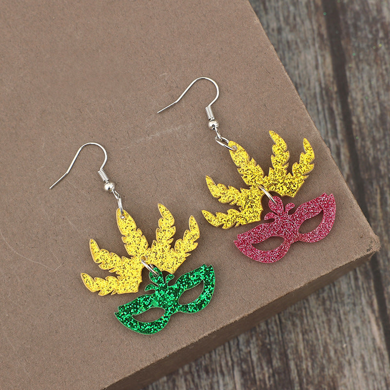 Wholesale  Carnival Night  Fashion Mask Ball Sequin Earrings Acrylic Earring