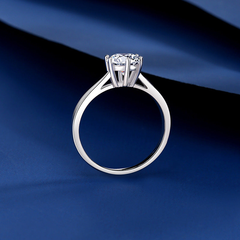 Wholesale platinum-plated S925 silver moissanite six-claw twisted moissanite ring