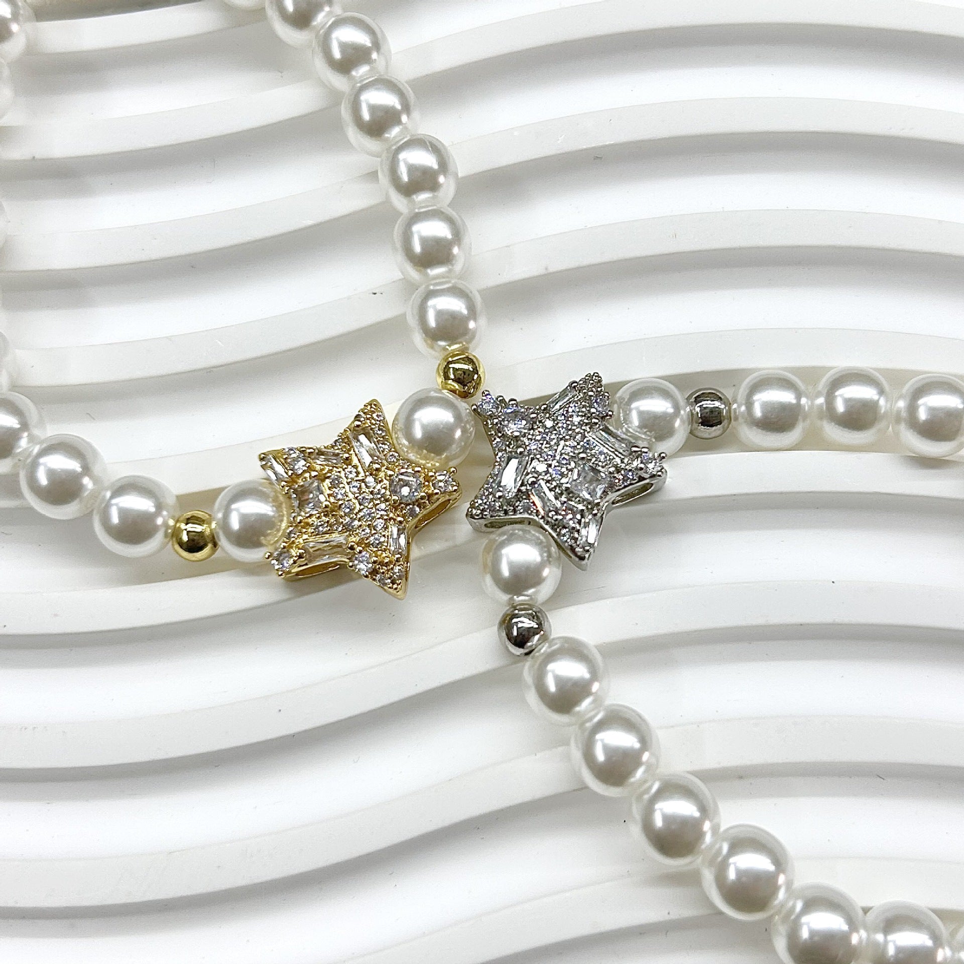 Wholesale  plated 18K star zircon  pearl bracelet