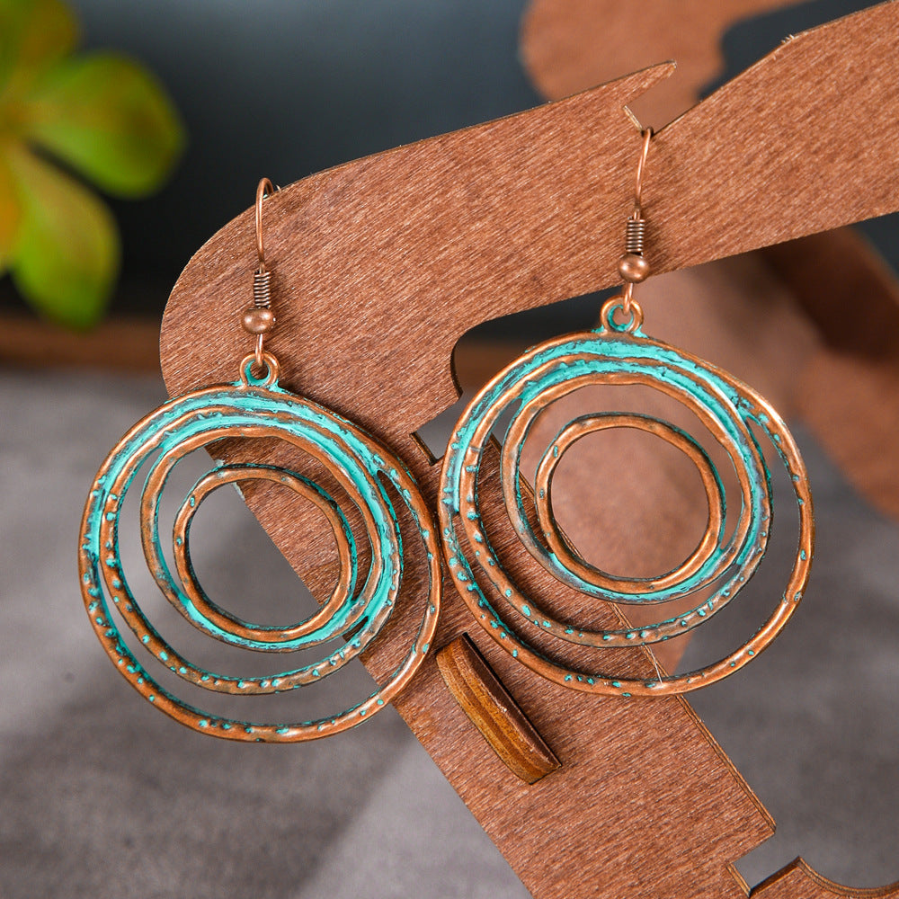 Wholesale Zinc Alloy Ethnic Bohemian Geometric Hollow Water Drop Earrings for Women Fashion Jewelry Accessory