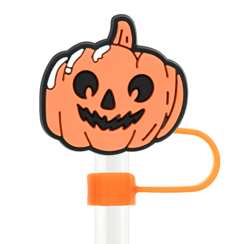 Wholesale Random 100pcs Halloween 10mm PVC Soft Straw Tube Cap ACC-SCR-RYY072