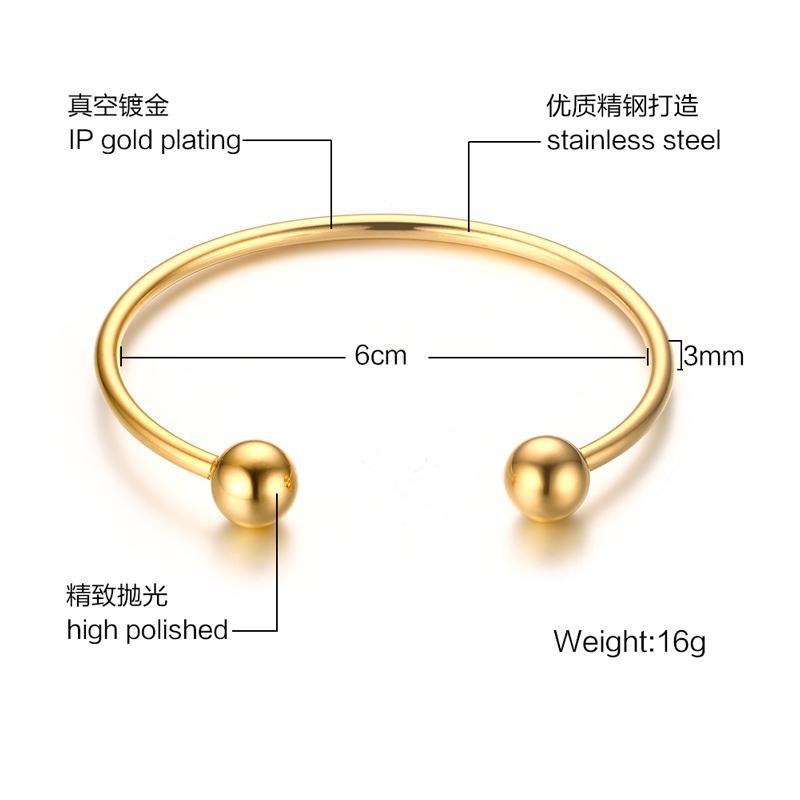 Wholesale Open Bracelet Geometric Stainless Steel 18K Gold ACC-BT-HuaLanXin001