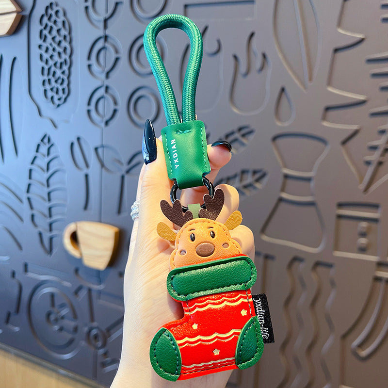 Wholesale  Christmas tree Creative PU leather keychain