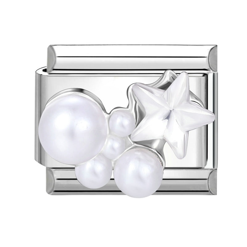 Wholesale Italian Charm Bracelet 9mm DIY Splicing Diamond Pendant Stainless Steel Composable Bracelet