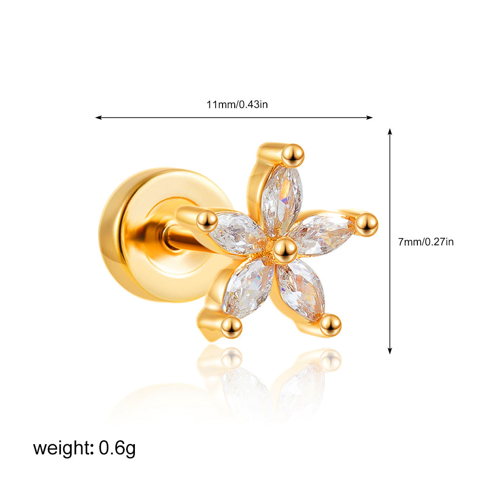 Wholesale Stainless steel 18K gold zircon titanium steel mini stud earrings