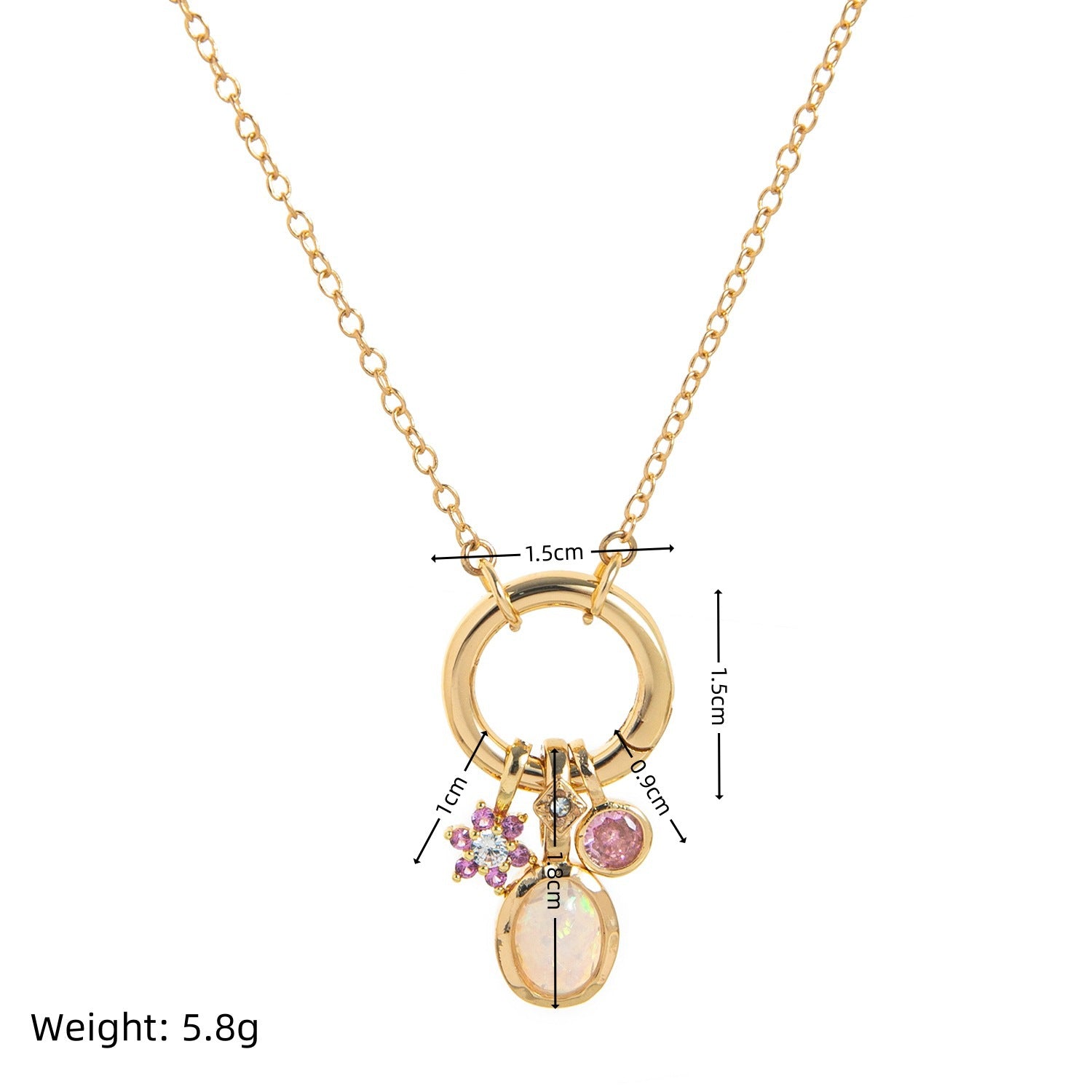 Wholesale Pendant stone clavicle chain color retaining stone gold jewelry necklaces